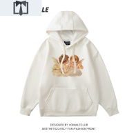 SUNTEK欧美潮牌bf慵懒风油画天使连帽卫衣女宽松韩版2020新款港风上衣服卫衣