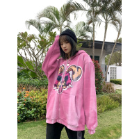 SUNTEK布零零国潮街头甜酷美式oversize外套女加绒连帽高街开衫卫衣男潮卫衣