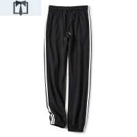 SUNTEK秋季宽松休闲卫裤大码束脚大码灯笼裤三条杠运动裤女bf学生校服裤休闲裤