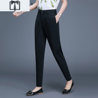 SUNTEK韩版职业高腰大码哈伦裤女宽松黑色萝卜裤春夏西装新款西裤休闲裤