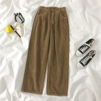 SUNTEK秋冬2020新款复古宽松高腰港风灯芯绒阔腿裤直筒休闲裤女长裤子潮休闲裤