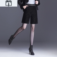 SUNTEK五分裤女直筒港味阔腿短裤秋冬新款工装裤宽松松紧腰休闲中裤外穿休闲裤