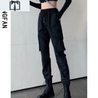 SUNTEK2020年女装新款秋冬季韩版时尚工装裤束脚显瘦高腰裤运动休闲裤潮休闲裤