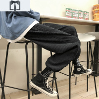 SUNTEK盐系日系oversize裤子女春秋2021新款小个子宽松直筒灯芯绒阔腿裤休闲裤