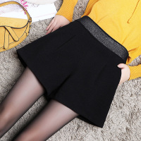 SUNTEK松紧腰短裤秋冬款女外穿显瘦2020新款黑色高腰百搭冬季阔腿靴裤休闲裤