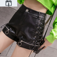 SUNTEK高腰显瘦机车风拉链镂空pu皮短裤女秋冬小心机设计感休闲短款热裤休闲裤