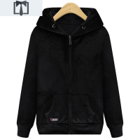 SUNTEK加绒加厚双面绒金丝绒卫衣女2020新款秋冬宽松连帽开衫拉链外套卫衣