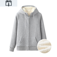 SUNTEK恋仿羔绒连帽卫衣女秋冬开衫宽松拉链加绒加厚外套长袖上衣卫衣