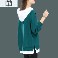 SUNTEK假两件连帽卫衣女宽松韩版2020年新款春秋薄款百搭上衣服古着外套卫衣