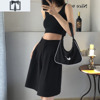 SUNTEK2020新款夏季大码五分短裤女直筒宽松休闲西装裤垂感显瘦阔腿裤子休闲裤