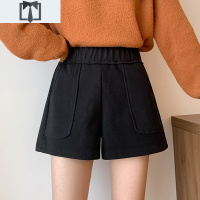 SUNTEK毛呢短裤女秋冬2020新款冬季外穿高腰宽松阔腿裤显瘦百搭打底靴裤休闲裤