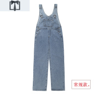 SUNTEK拖地阔腿裤牛仔背带裤套装女韩版宽松洋气减龄洋复古港味直筒盐系休闲裤