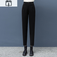 SUNTEK毛呢裤子女显瘦百搭休闲萝卜哈伦裤高腰宽松直筒裤秋冬季马丁靴裤休闲裤