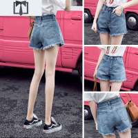SUNTEK牛仔短裤女2020年夏季新款热裤高腰显瘦薄款宽松大码胖mm短裤女夏休闲裤
