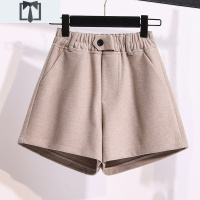 SUNTEK大码女装秋冬新款胖mm裤子显瘦宽松松紧腰毛呢短裤外穿打底靴裤潮休闲裤