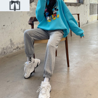 SUNTEK新款小个子灰色运动裤女春夏白色卫裤高腰休闲长裤宽松束脚灯笼裤休闲裤