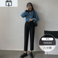 SUNTEK质感西装裤女高腰显瘦直筒宽松小脚西服秋冬烟管OL职业九分八分裤休闲裤