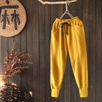 SUNTEK枫谜2019年春装新款文艺松紧腰休闲裤女宽松束脚裤卫裤小脚哈伦裤休闲裤