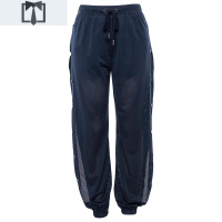 SUNTEK镂空开叉设计感束脚裤宽松显瘦hiphop高腰嘻哈街舞运动休闲裤女夏休闲裤