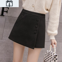 SUNTEK格子短裤女2021秋冬季新款毛呢外穿百搭高腰裙裤阔腿显瘦休闲靴裤休闲裤