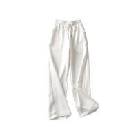 SUNTEK美式简约纯色休闲裤复古松紧腰抽绳宽松长腿裤子慵懒高腰拖地卫裤休闲裤