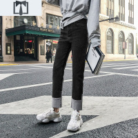 SUNTEK加大码直筒牛仔裤女胖mm2019春款高腰宽松怪味少女裤直筒九分裤子牛仔裤