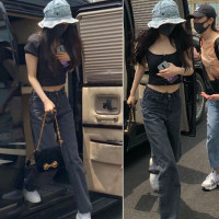 SUNTEK杨幂同款牛仔裤女直筒宽松阔腿高腰显瘦显高泫雅cec裤子学生韩版牛仔裤