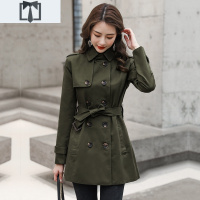 SUNTEK红色风衣女外套短款小个子2020春秋新款女收腰英伦风经典大衣风衣