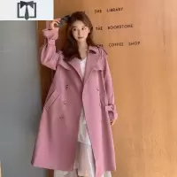 SUNTEK藕粉色风衣外套女中长款小个子2020新款春秋韩版高端气质流行大衣风衣