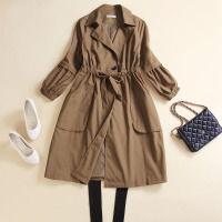 SUNTEK风衣外套女中长款2020春季新款韩版宽松显瘦过膝气质棉大衣女风衣