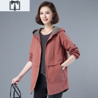 SUNTEK中年妇女外套棉春秋款宽松休闲风衣褂子加肥胖子妈妈外衣服大码风衣