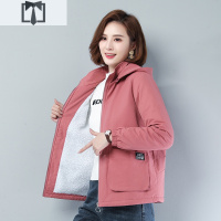 SUNTEK秋冬加绒外套女2020新款中年妈妈冬装棉衣夹克冬季加厚带绒短风衣风衣