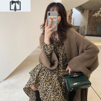 SUNTEK2021年新款法式长裙配大衣风衣内搭打底过膝碎花连衣裙子女秋冬季风衣