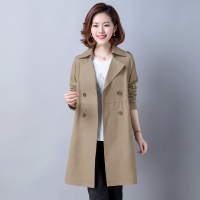 SUNTEK春秋流行中年妈妈装棉风衣女中长款小个子大衣40岁50岁宽松外套风衣