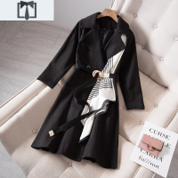 SUNTEK胖妹妹秋冬2020年新款西装连衣裙显瘦中长款大码洋气减龄风衣外套风衣