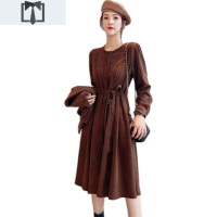 SUNTEK2020秋装新款气质修身今年流行无袖披肩斗篷风衣长袖连衣裙两件套风衣