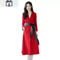 SUNTEK2020春秋季新款流行韩版时尚风衣女士中长款修身气质过膝外套大衣风衣