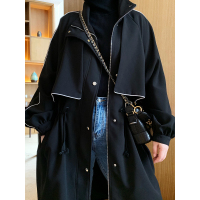 SUNTEK2020秋冬新款200斤胖mm加肥加大码女装长款宽松韩版休闲风衣外套风衣