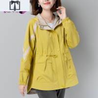 SUNTEK大码宽松上衣2020春秋季韩版胖mm中长款夹克外套短款女式风衣加肥风衣