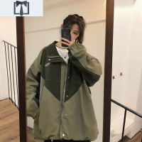SUNTEK2020春季新款复古港味军绿色工装风衣外套女中长款学生宽松夹克潮风衣