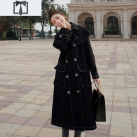 SUNTEK黑色风衣外套女春秋2021年新款韩版宽松中长款英伦风气质流行大衣风衣