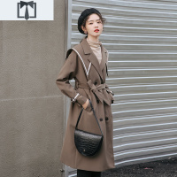 SUNTEK风衣女中长款小个子春季外套2021新款韩版宽松设计感小众大衣风衣