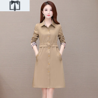 SUNTEK风衣女中款2021春季韩版修身气质显瘦卡其色洋气大码休闲薄外套风衣