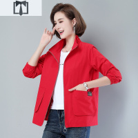 SUNTEK外套女春秋2021年新款中年妈妈休闲夹克上衣春季短款风衣加绒加厚风衣