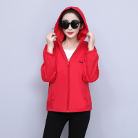 SUNTEK2020春秋新款促销休闲运动上衣外套女装连帽透气开衫薄款夹克风衣风衣