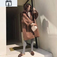 SUNTEK宽松外套风衣女2020年新款女装潮流秋冬装大码胖mm显瘦中长款过膝风衣