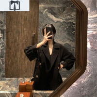 SUNTEK胖妹妹秋冬洋气减龄西装风衣外套时尚大码女装宽松显瘦中长款大衣风衣