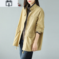 SUNTEK铜扣记中长款棉布风衣女文艺百搭休闲宽松大码2021春季长袖外套女风衣