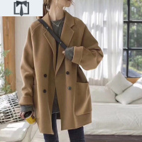 SUNTEK驼色赫本风大衣2021年秋冬新款高端气质毛呢外套女小个子风衣春B1风衣