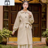 SUNTEK中长款女士秋外套小个子今年流行风衣2021新款早春收腰大衣西装冬风衣